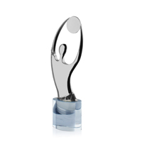 Figurines de trophée, nouveau Design, trophée en cristal, figurines en métal avec Base en cristal pour la cérémonie de remise des prix