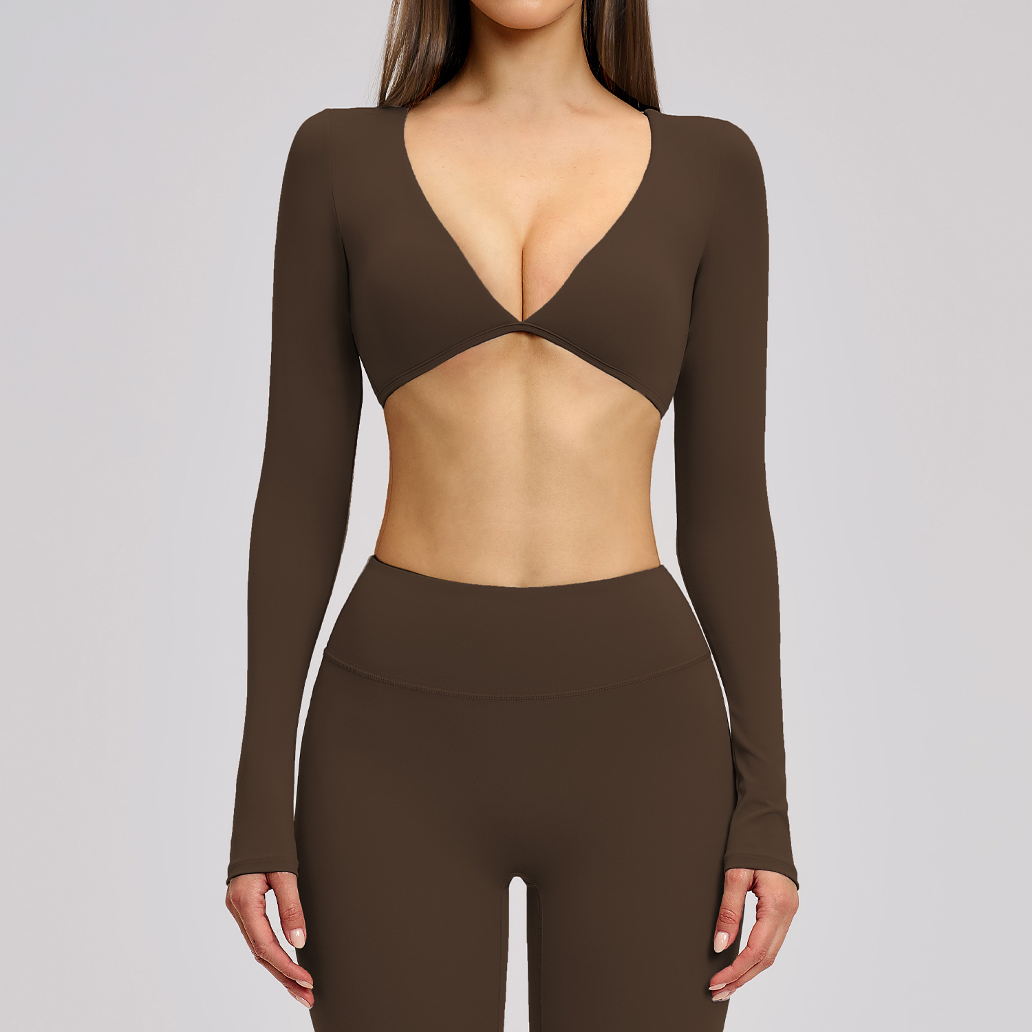 Long Sleeve Top-Coffee