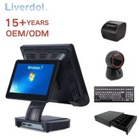 LIVERDOL Vente en gros TY-106S Système de point de vente Windows à double écran tactile unique de 15 pouces Terminal de caisse enregistreuse Bluetooth 5.2