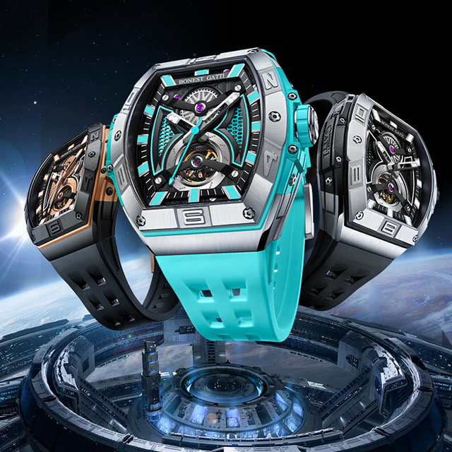 Bonest Gatti New Luxury Brand Men's Series Big Dial Stainless Steel Case Men Automatic Mechanical Watch BG5701