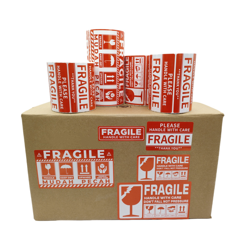 2" X 3" Eco-Friendly Waterproof Paper Adhesive Stickers For Shipping Moving-Handle Care Fragile Warning Labels Thermal Transfer