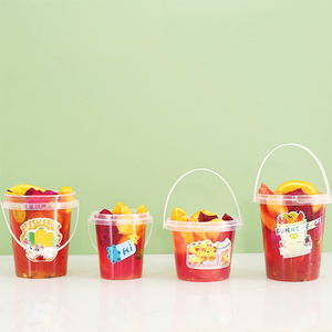<span class=keywords><strong>Cubo</strong></span> de vaso de bebida de fruta transparente PP 150ml 350ml 500ml 750ml 1000ml. 5oz 12oz 16oz 24oz 32oz vaso de plástico con asa - Product Image 4