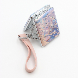 Tùy Chỉnh Xách Tay Logo Rhinestone Vẻ Đẹp Gương Hai Mặt Gấp Túi Trang Điểm Gương Với Keychain - Product Image 3