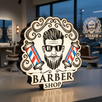 LED Berber Dükkanı Logosu Işıklı Tabela Berber Kuaför Salonu Duvar Vitrini Dekor Reklam Panosu Logosu Işığı