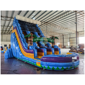 Toboggan aquatique gonflable commercial Blue Factory Tropical Marble à double piste <span class=keywords><strong>avec</strong></span> grande <span class=keywords><strong>piscine</strong></span> géante pour location de fêtes d'enfants - Product Image 1