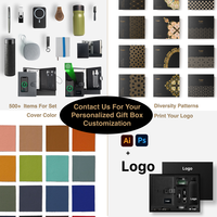 Set de Regalo Ejecutivo de Lujo, Cuaderno de PU Cian Oscuro, Bolígrafo, Llavero, Banco de Energía USB Magsafe, Termo, Logotipo Impreso para Hombre