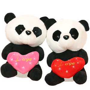Vente en gros usine : Peluche <span class=keywords><strong>Panda</strong></span> en forme de cœur de 18 cm, cadeau de Saint-Valentin, jouet en peluche pour machine à grue - Product Image 1