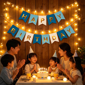 Ghirlanda Decorazioni per Feste di Compleanno Blu e Oro 14 Pezzi 4M Decorazioni per Interni - Product Image 4