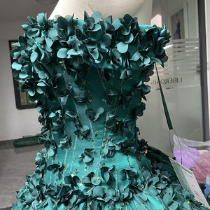 אמרלד ירוק quinceanera שמלות <span class=keywords><strong>maxi</strong></span> 3D חרוזים מעל כתף כדור כתף שמלות סטידו 15 פסנתרים מתוק lsrz29 - Product Image 5