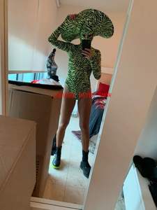 Zèbre Motif Stretch Maigre Body Femmes Danse Équipe Jazz Scène Porter Vert Noir Grand Chapeau <span class=keywords><strong>DJ</strong></span> Outfit Bar Discothèque DS Costume - Product Image 5