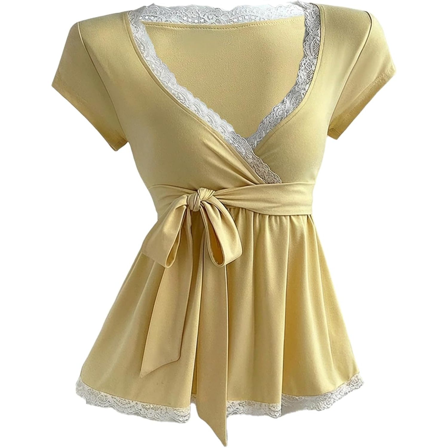 Verified Supplier Lace Peplum Top Chiffon Material, Multiple Sizes