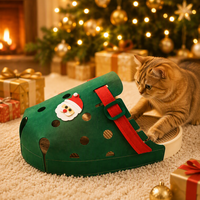 Maison pour chat en feutre 2-en-1 de Noël avec griffoir intégré – Abri festif pour chats d'intérieur