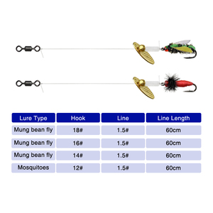Nouveaux leurres de pêche graines de melon paillettes ligne groupe insectes mouches appâts attachés ensemble de leurres de pêche à la mouche - Product Image 2