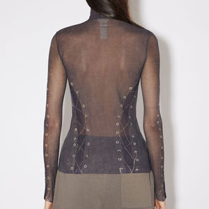 T-Shirt Estiva Sexy in Rete per Donne, Maglietta a Maniche Corte con Collo Tondo, Top Trasparente Luccicante e Traforato - Product Image 2