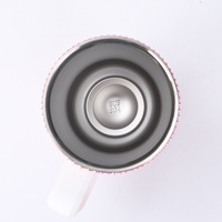 Gobelet isotherme réutilisable en acier inoxydable de grande capacité (40 oz) avec strass, perles irisées, poignée et paille pour voiture