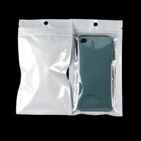 Sacs d'emballage de vente au détail 3C personnalisés, sacs transparents pour accessoires de téléphone électronique, pochette nacrée blanche