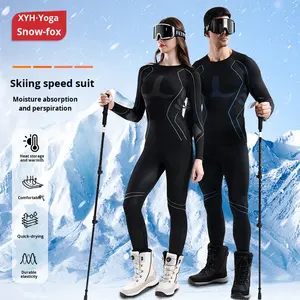 Ensemble de sous-vêtements de <span class=keywords><strong>ski</strong></span> respirant Polartec imperméable 100 % polyester à fusion sans couture, séchage rapide, pour <span class=keywords><strong>homme</strong></span> et femme, idéal automne-hiver en extérieur - Product Image 3