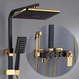 Set <span class=keywords><strong>Doccia</strong></span> Moderno di Lusso con Soffione a Pioggia, Rubinetteria Termostatica a Parete in Ottone Lucido, <span class=keywords><strong>Doccia</strong></span> <span class=keywords><strong>Quadrata</strong></span> con Barra Scorrevole per Villa - Product Image 4