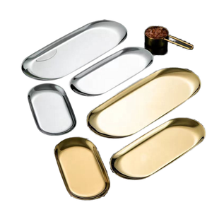 Venta al por mayor de fábrica <span class=keywords><strong>Charolas</strong></span> Acero Inoxidable Oval Metal Oro Plata 304 Acero inoxidable Plato para carne Toalla Bandeja de almacenamiento de joyas - Product Image 1