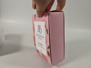 Boîte d'emballage en papier coulissante pour masque en <span class=keywords><strong>argile</strong></span> de pêche imprimé sur mesure, personnalisation disponible - Product Image 2