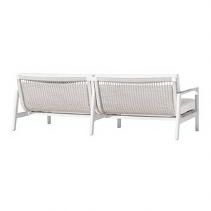 Canapé d'extérieur moderne en aluminium et osier résistant aux intempéries, matériaux mixtes, pour jardin et villa - Fabrication directe usine - Product Image 3
