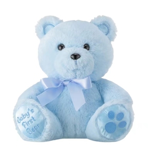 <span class=keywords><strong>Orsacchiotto</strong></span> Morbido Blu Pastello con Fiocco in Raso, Simpatico Peluche per Regalo di Nascita, Compleanno Bambini, Souvenir - Product Image 1