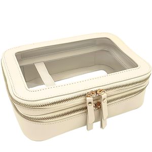 Trousse <span class=keywords><strong>de</strong></span> Maquillage <span class=keywords><strong>de</strong></span> Voyage Double Couche Transparente, Petite Pochette Organisateur Cosmétique, Étui <span class=keywords><strong>de</strong></span> <span class=keywords><strong>Toilette</strong></span> pour Essentiels <span class=keywords><strong>de</strong></span> Voyage - Product Image 1