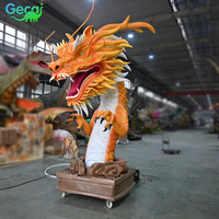 Dragon animatronique volant hautement réaliste, modèle de dragon chinois fait à la main pour aire de jeux, capable d'émettre de la fumée