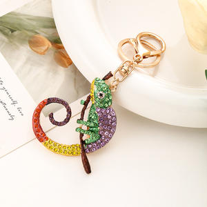 Elmas bukalemun anahtarlık Bling kristal Rhinestone kertenkele anahtarlık sevimli hayvan yenilik Charm Pet hediye Gecko tarzı - Product Image 4