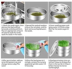 Kit de cultivo de bandeja de brotes de acero inoxidable de 8 pulgadas para frijoles mungo, semilla de alfalfa en jardín, hogar y oficina - Product Image 6