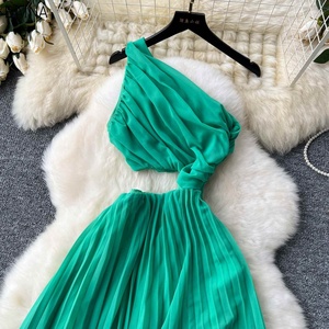 Nuova estate elegante <span class=keywords><strong>Midi</strong></span> pieghettato per le donne impero <span class=keywords><strong>abito</strong></span> di pizzo - Product Image 2