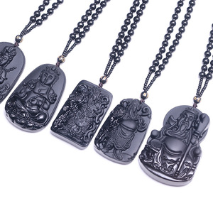 <span class=keywords><strong>Collier</strong></span> de perles Vintage en verre noir pour hommes, pendentif religieux en pierre noire Syn <span class=keywords><strong>obsidienne</strong></span> Pixiu croix Dragon <span class=keywords><strong>bouddha</strong></span> - Product Image 2