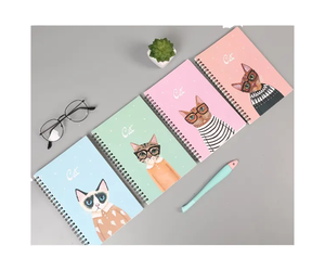 Bloc-notes A5 2634 en papier recyclé, 60 feuilles, motif chat imprimé, mignon, reliure cousue, vente chaude - Product Image 2