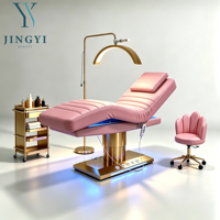 Fauteuil de Salon de Beauté et Spa pour Extensions de Cils, Chaise Faciale Ergonomique Réglable, Lit de Massage Électrique Luxe Beige Inclinable