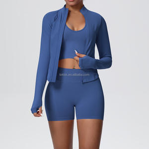 Chaqueta de Yoga Sexy para Mujer, Talla Grande, Ajustada, con Cierre, Cuello Halter, Elástica, de Secado Rápido, Suave, para Ejercicio al Aire Libre - Product Image 1
