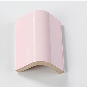 Accessoires de carrelage de salle de bain en céramique de couleur rose, bordures courbes - Product Image 5