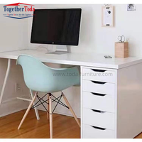 Meja Kerja Kantor Modern dengan Kaki Kayu yang Dapat Disesuaikan, Meja Belajar, Meja Kantor Administrasi, Meja Komputer dengan 5 Laci