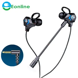 Earphone G28 HD Dual Mic, Headphone Gaming Unit Dinamis Diafragma Pelapisan Titanium Subwoofer Bass Ganda untuk Ponsel PC