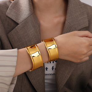 Geometric Stainless Steel <b>Bracelet</b> Gold <b>Silver</b> Open <b>Cuff</b> Women's Fashion Jewelry - Product Image 4