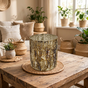 Gold Speckled Heat Resistant <b>Glass</b> Empty Candle <b>Jar</b> Round Metallic Hurricane Holder with Lid <b>for</b> Home <b>Decor</b> Christmas - Product Image 2