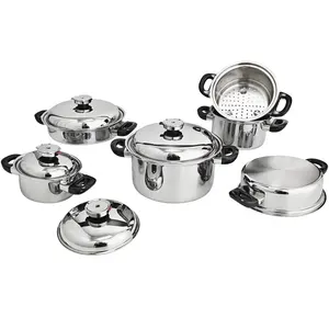 5 Ply Stainless Steel Waterless Greaseless Cookware Set 10Pcs Pots And Pans Set Induction Pan