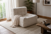 Canapé simple matelassé en velours côtelé blanc crème, style nordique moderne, confortable, imperméable, compressé sous vide, pour chambre à coucher