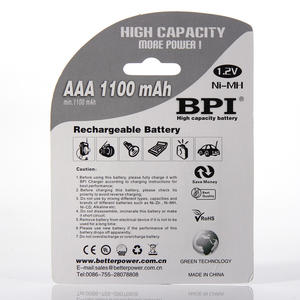 Piles Nickel-hydrure métallique rechargeables <span class=keywords><strong>1.2V</strong></span> <span class=keywords><strong>AAA</strong></span> 1100mAh pour jouets électriques - Product Image 5