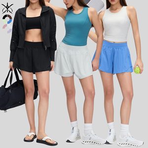 Shorts de sport taille haute pour femmes, coupe ample, grande taille, séchage rapide, avec doublure intégrée pour plus de modestie, légers et respirants, pour la course à pied - Product Image 4