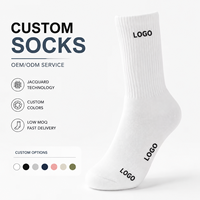 Chaussettes en coton jacquard avec logo personnalisé, chaussettes à marque privée, chaussettes au design personnalisé, vente en gros OEM, faible MOQ