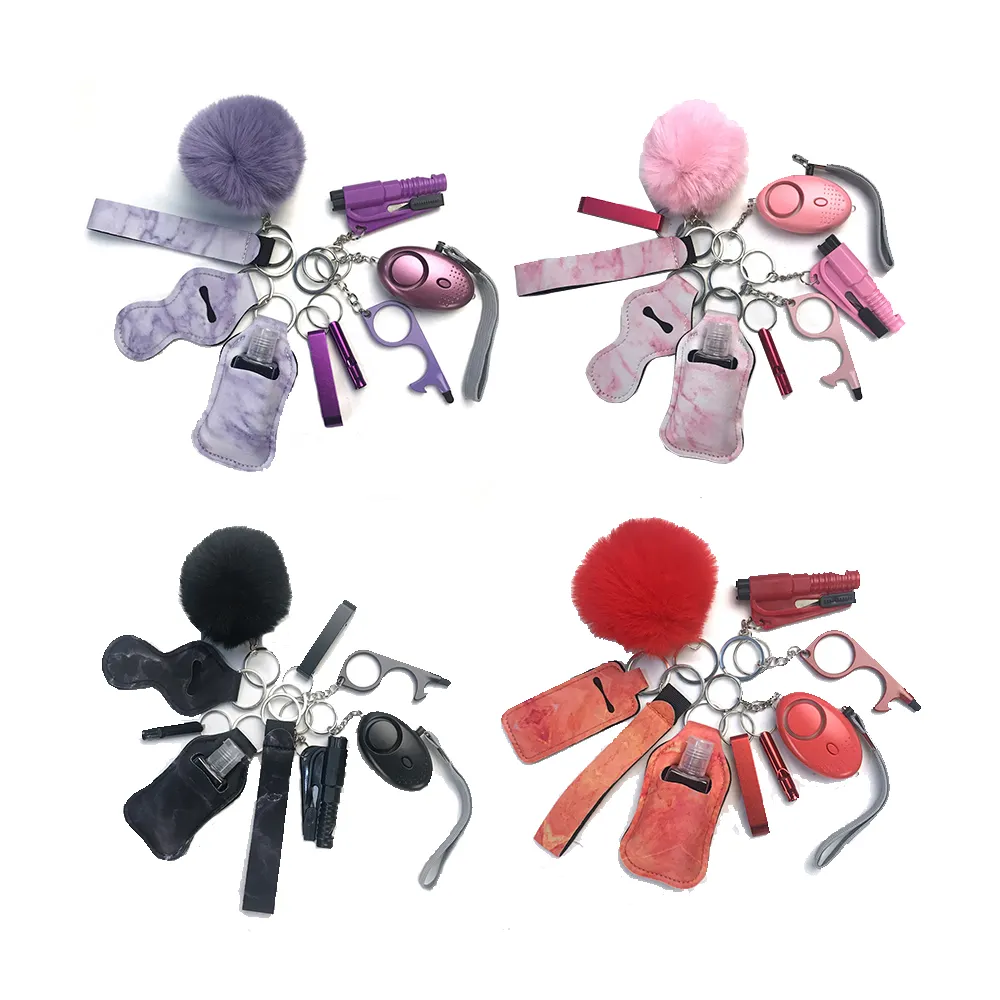 10pcs Women Self Defense Keychain Set Window Breaker Emergency Personal Protection Safety Alarm Girl Self Defense Key Chain