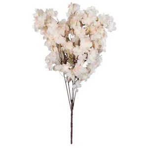 Silk Artificial Flowers 5 Forks Plus Small Cherry Blossom For Wedding Decoration Venue Decor Wholesale