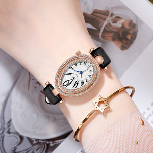 Montre pour femme avec diamants ovales, cadeau de Noël, mode décontractée, littéraire, étanche, quartz - Product Image 5