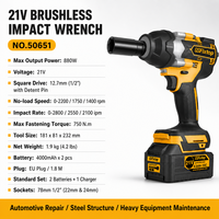 GSFIXTOP 21V Brushless Cordless Lithium-ion 1/2 Drive 750 Nm Torsi Tinggi Alat Industri & DIY Kunci Impack Listrik