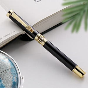 Stylo à bille à roulettes noir avec garniture dorée, clip en forme de <span class=keywords><strong>dragon</strong></span> creux, cadeaux lourds personnalisés avec logo gravé, promotionnel - Product Image 3